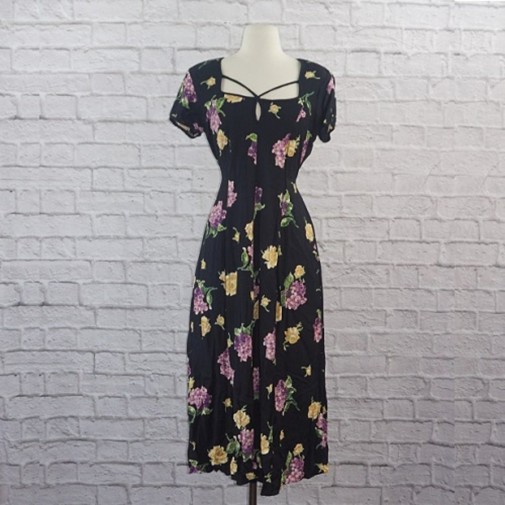 Vintage 90s Floral Midi Dress